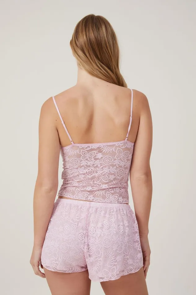 Women Pajamas Cotton On Enchanted Butterfly Lace Short Soft Rose Women Pajamas Cotton On Enchanted Butterfly Lace Short Soft Rose