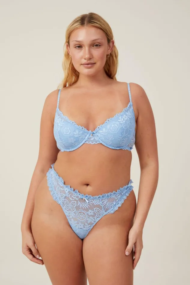 Women Panties Cotton On Butterfly Lace Thong Brief Dream Cloud