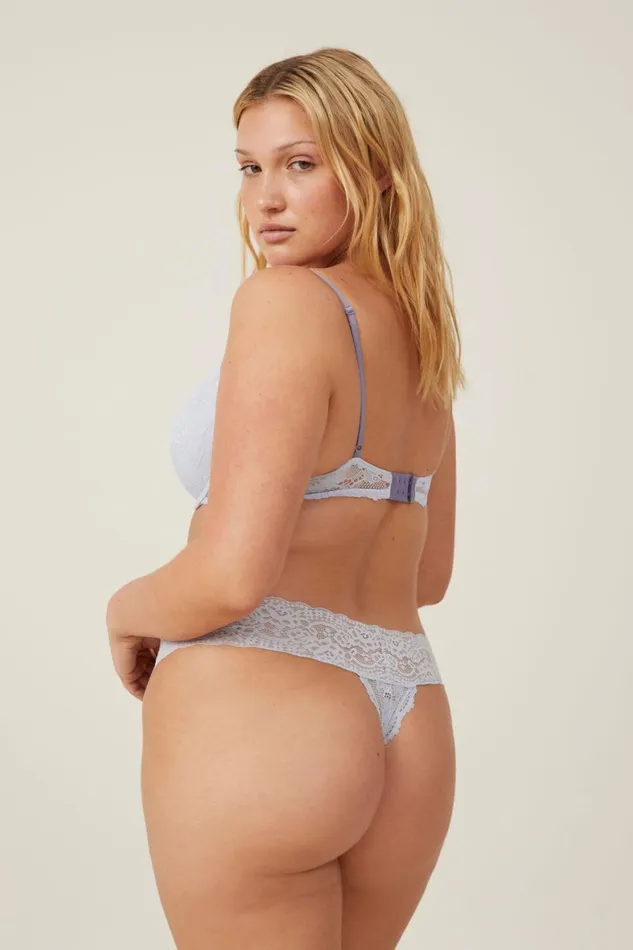 Women Panties Cotton On Everyday Lace Thong Brief Arctic Ice