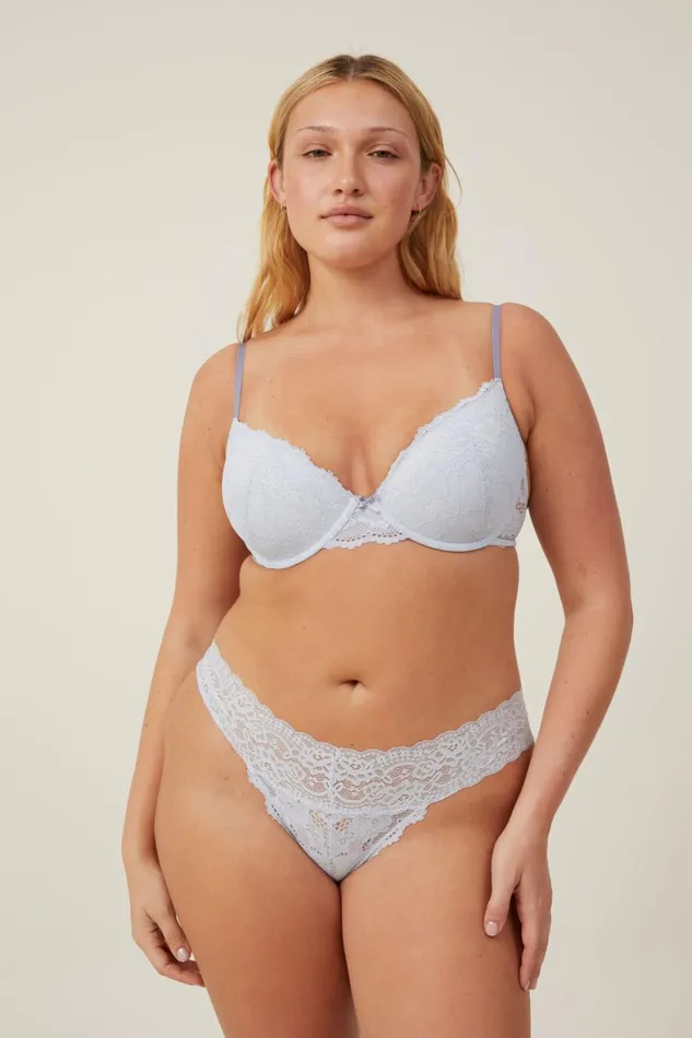 Women Panties Cotton On Everyday Lace Thong Brief Arctic Ice