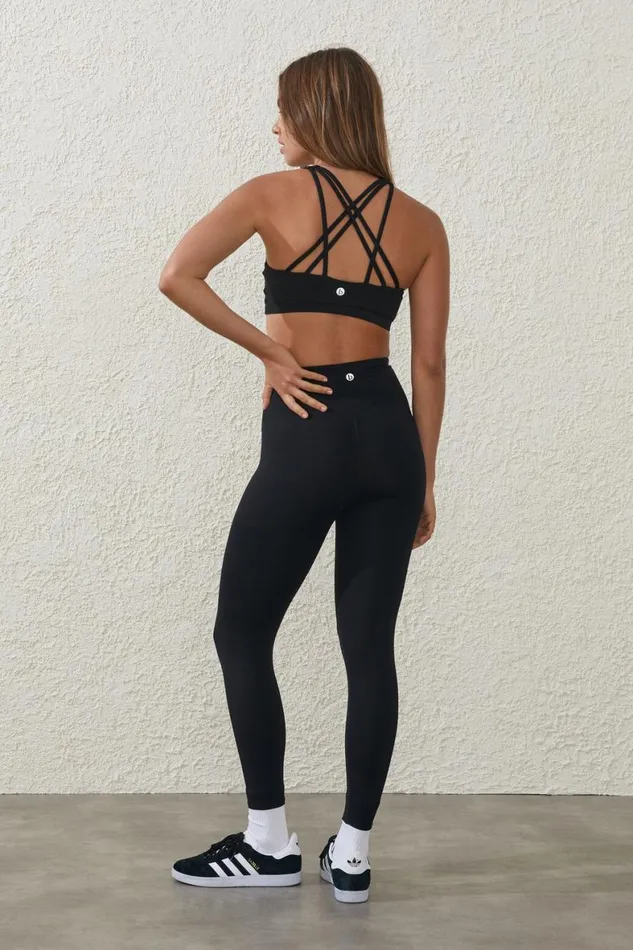 Women Pants Cotton On Active High Waist Core 78 Tight Core Black