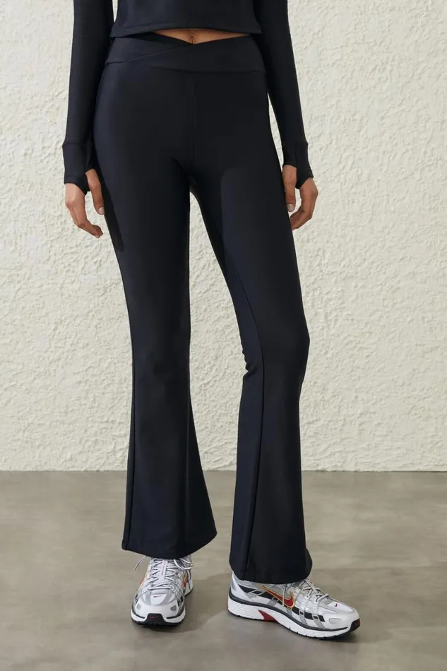 Women Pants Cotton On Fleece Lined Full Length Flare Black