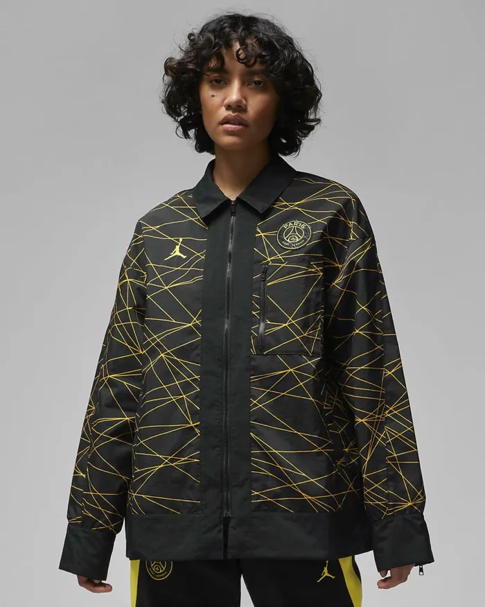 Women Paris SaintGermain Blacktour Yellow Nike Jackets