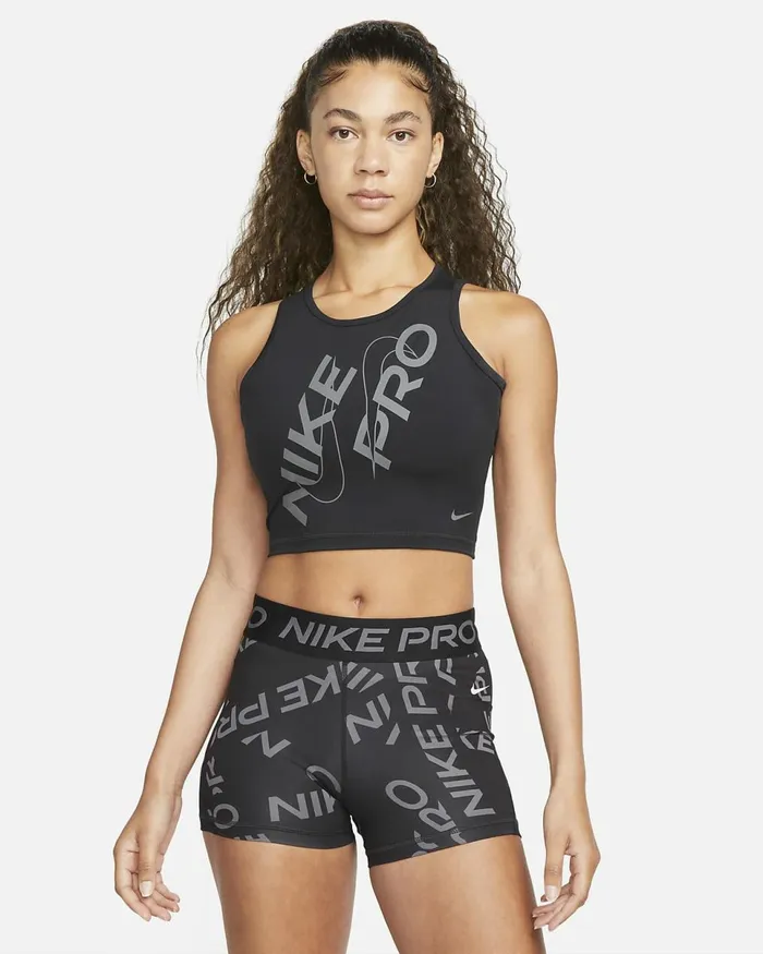 Women Pro DriFit Blackiron Grey Nike Tops And TShirts