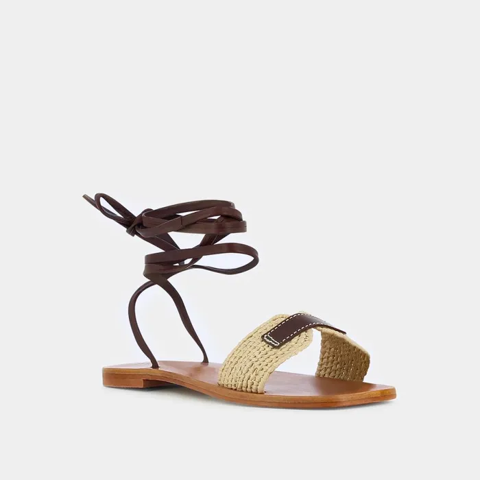 Women Sandals Jonak Rafia And Leather Sandals