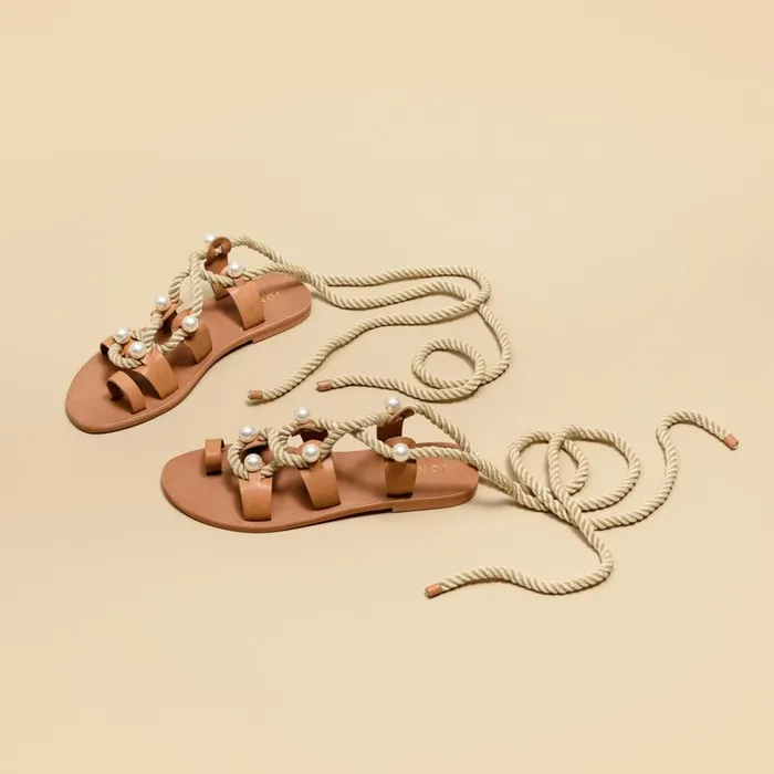 Women Sandals Jonak Sandals With Straps Beads And Braided Straps