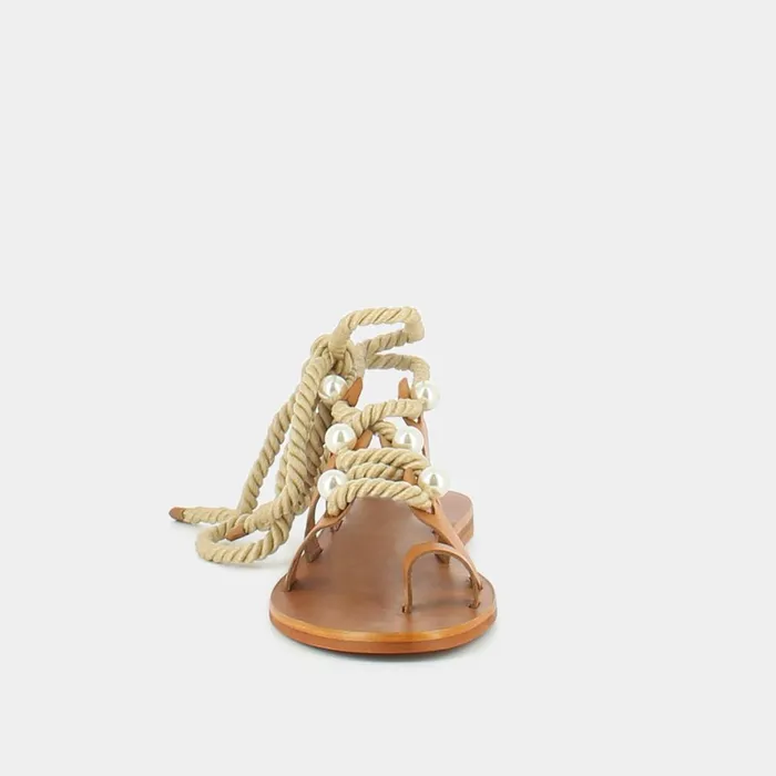 Women Sandals Jonak Sandals With Straps Beads And Braided Straps
