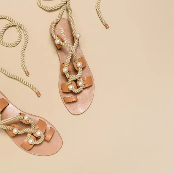 Women Sandals Jonak Sandals With Straps Beads And Braided Straps