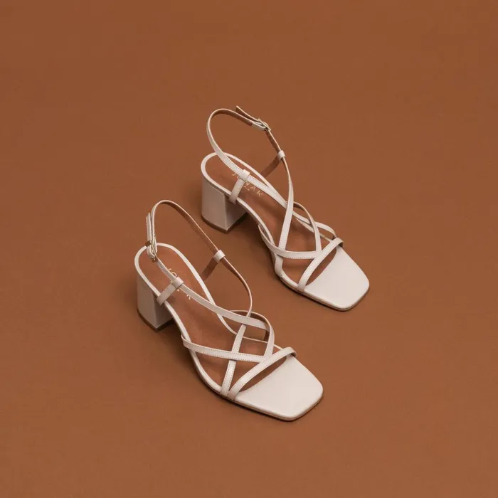 Women Sandals Jonak Square Toe Flanged Heeled Sandals