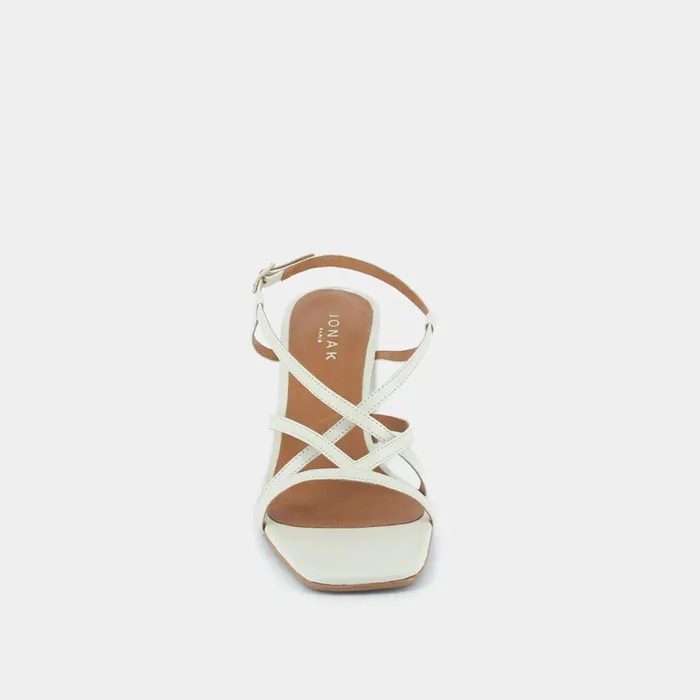 Women Sandals Jonak Square Toe Flanged Heeled Sandals