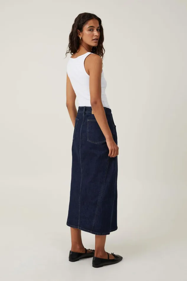 Women Skirts and Shorts Cotton On Kai Denim Midi Skirt Indigo