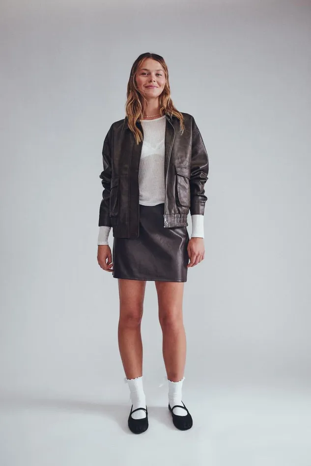 Women Skirts Cotton On Faux Leather Mini Skirt Black