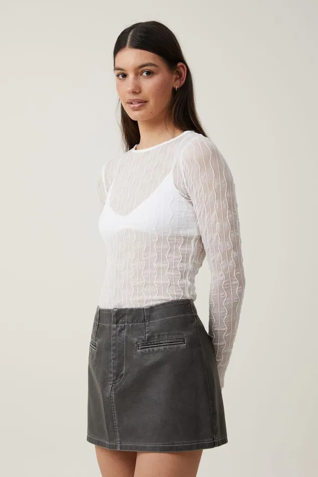 Women Skirts Cotton On Faux Leather Mini Skirt Washed Black