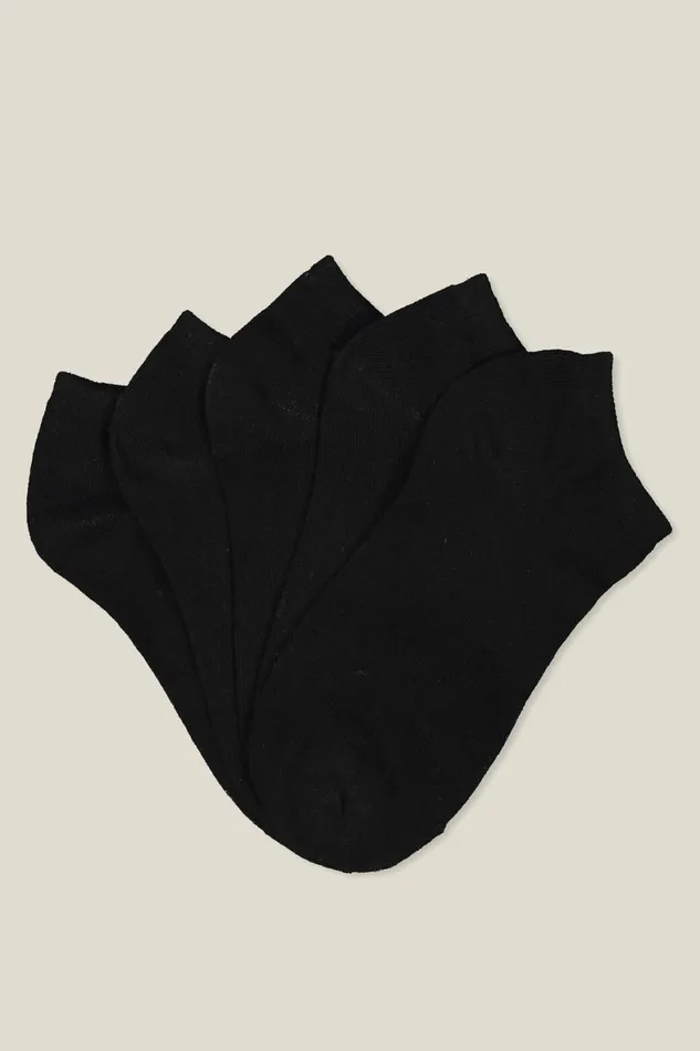 Women Socks Cotton On 5Pk Ankle Sock Black