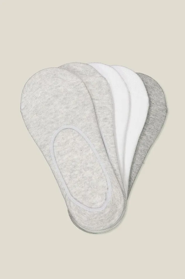 Women Socks Cotton On 5Pk Ankle Sock Grey Mix