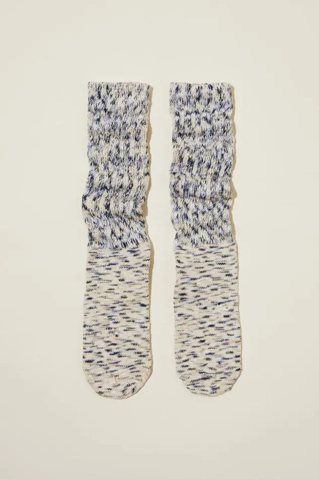 Women Socks Cotton On 90 S Scrunch Sock Ecrublue Marle