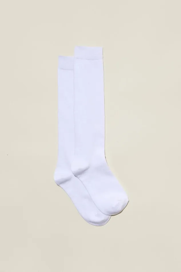Women Socks Cotton On Classic Knee High Socks White
