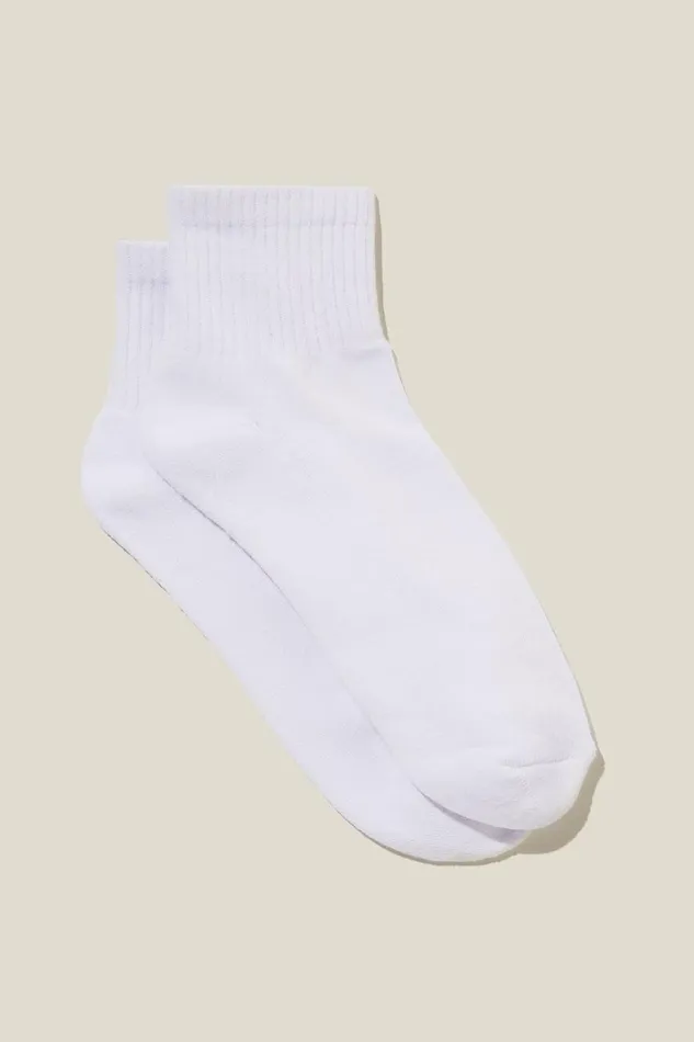 Women Socks Cotton On Club House Quarter Crew Sock White