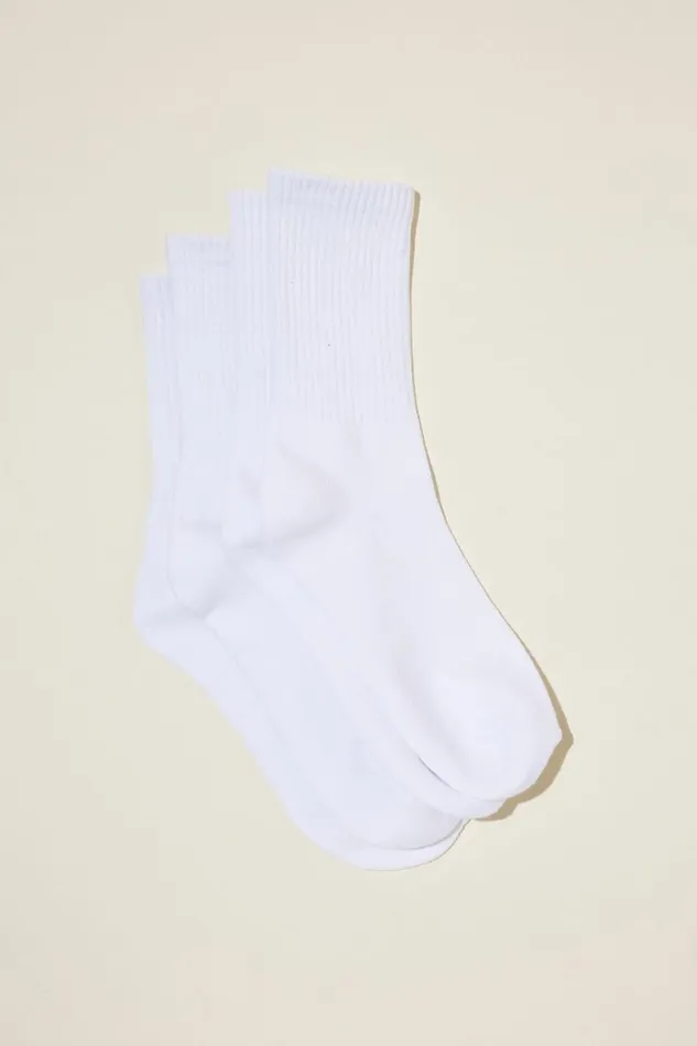 Women Socks Cotton On The Perfect Pair Crew Sock 2Pk White
