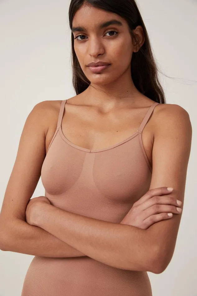 Women Solutions Cotton On Seamless Shapewear Bodysuit Short Maple Sugar