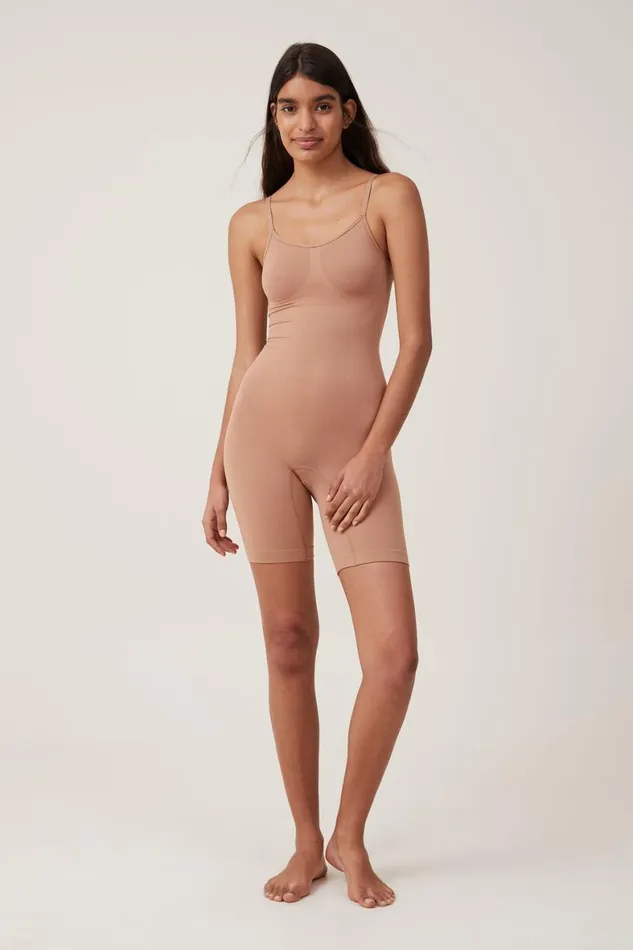 Women Solutions Cotton On Seamless Shapewear Bodysuit Short Maple Sugar