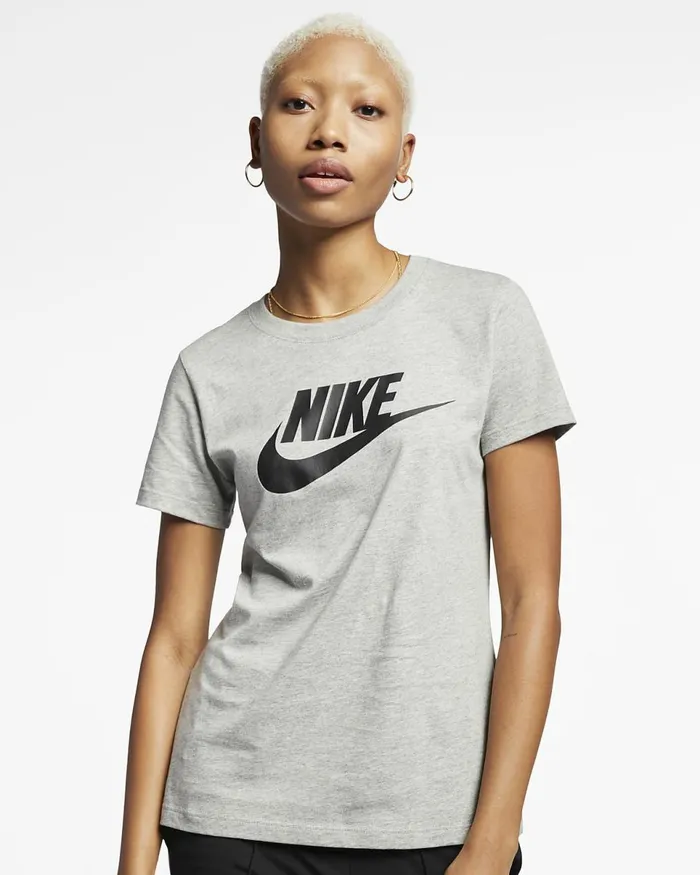 Women Sportswear Essential Dark Grey Heatherblack Nike Tops And TShirts