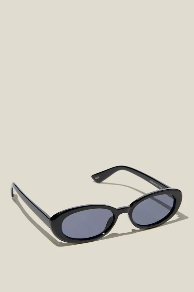 Women Sunglasses Cotton On Ophelia Oval Sunglasses Black