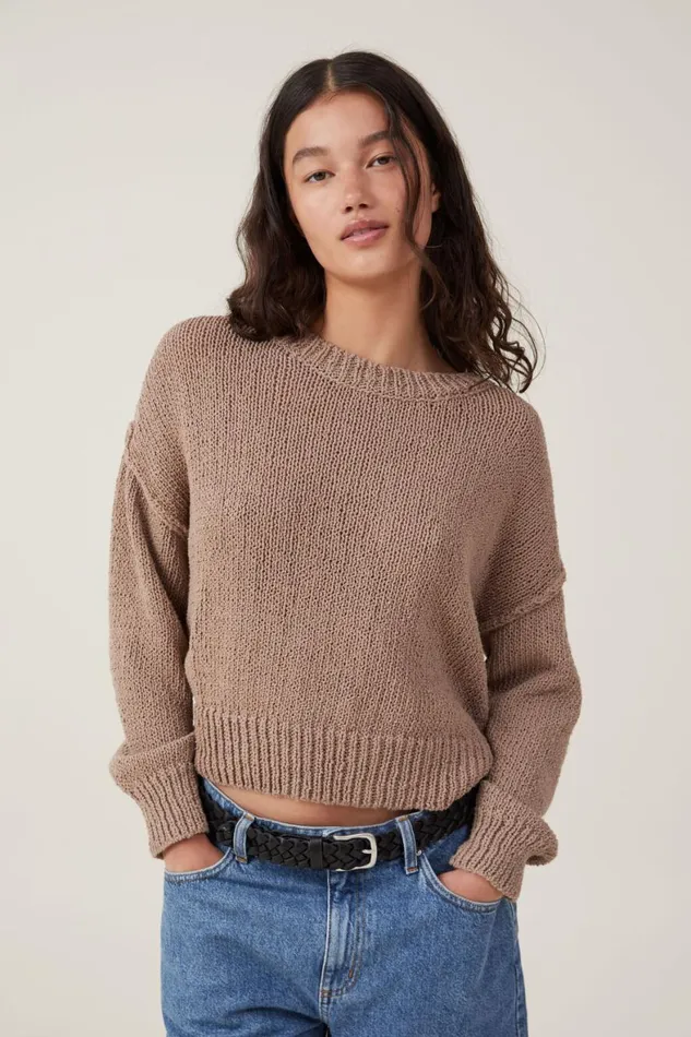 Women Sweaters and Cardigans Cotton On Boucle Pullover Mocha