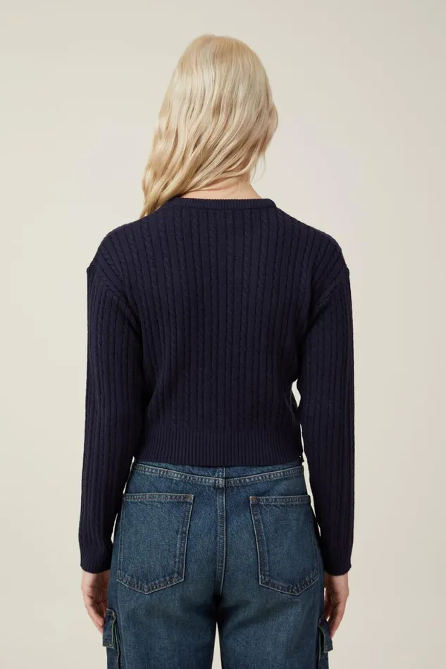 Women Sweaters and Cardigans Cotton On Everfine Cable Crew Neck Pullover Winter Night