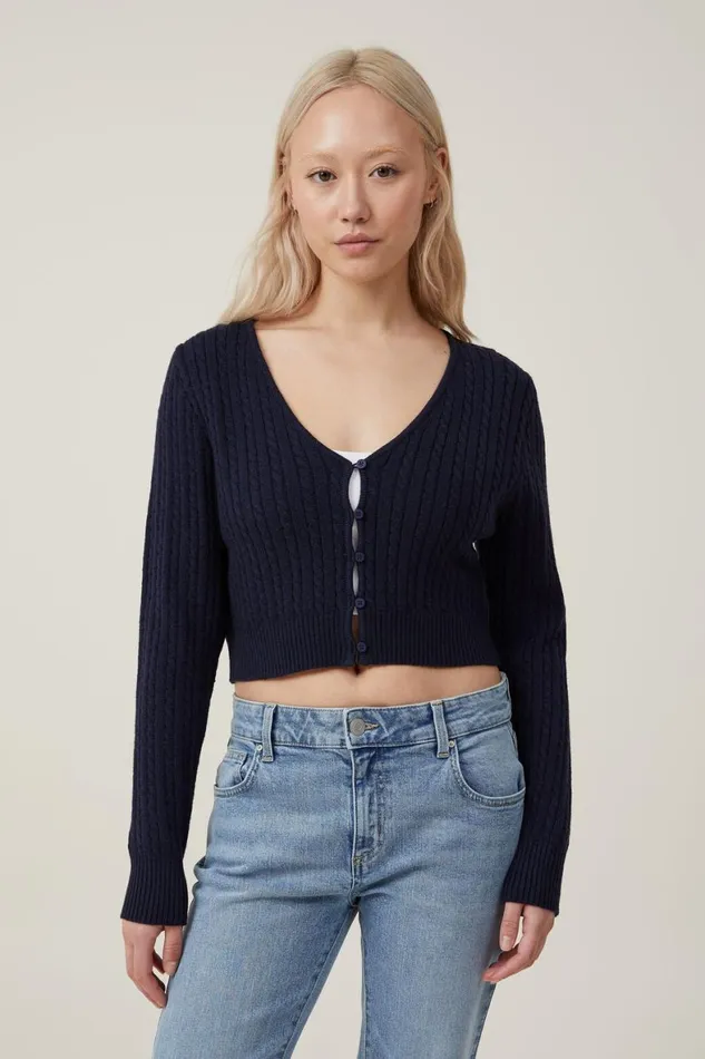Women Sweaters and Cardigans Cotton On Everfine Crop V Neck Button Cardigan Winter Night Cable Women Sweaters and Cardigans Cotton On Everfine Crop V Neck Button Cardigan Winter Night Cable