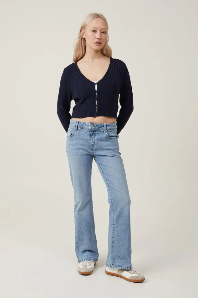 Women Sweaters and Cardigans Cotton On Everfine Crop V Neck Button Cardigan Winter Night Cable