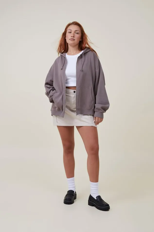 Women Sweats and Hoodies Cotton On Classic Washed ZipThrough Hoodie Washed Mocha Women Sweats and Hoodies Cotton On Classic Washed ZipThrough Hoodie Washed Mocha