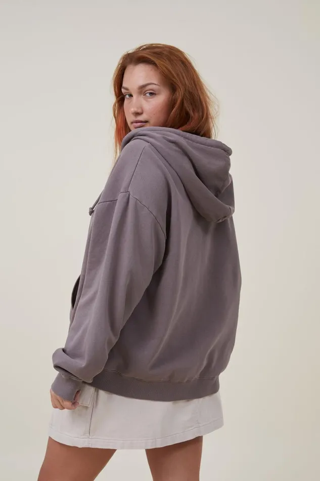 Women Sweats and Hoodies Cotton On Classic Washed ZipThrough Hoodie Washed Mocha