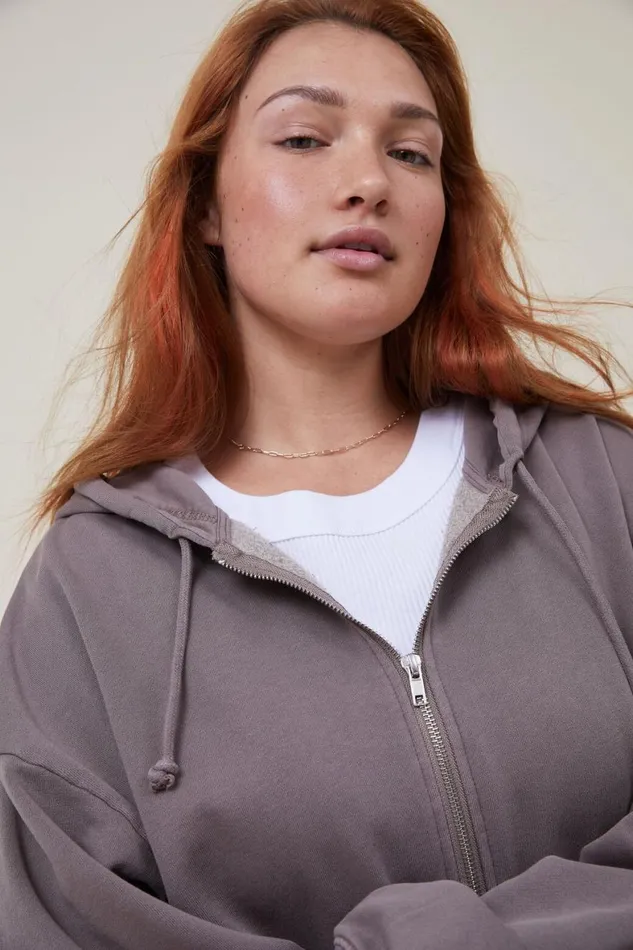 Women Sweats and Hoodies Cotton On Classic Washed ZipThrough Hoodie Washed Mocha