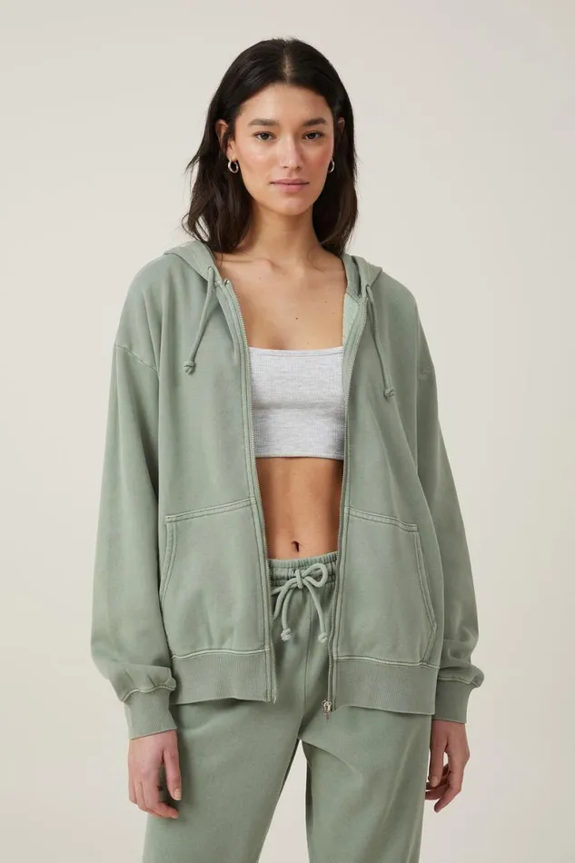 Women Sweats and Hoodies Cotton On Classic Washed ZipThrough Hoodie Washed Sage Women Sweats and Hoodies Cotton On Classic Washed ZipThrough Hoodie Washed Sage
