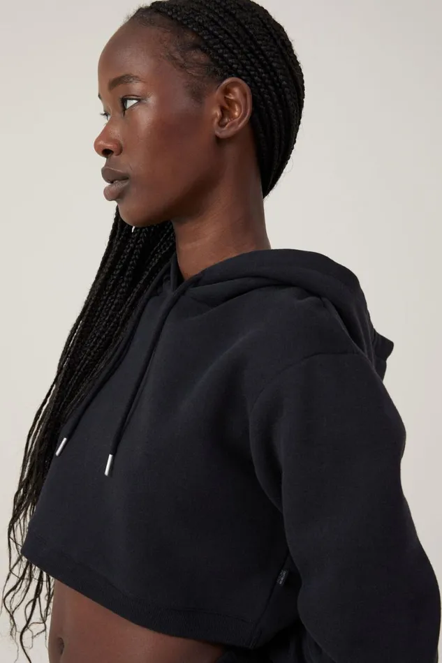 Women Sweats and Hoodies Cotton On Plush Cross Back Shrug Black