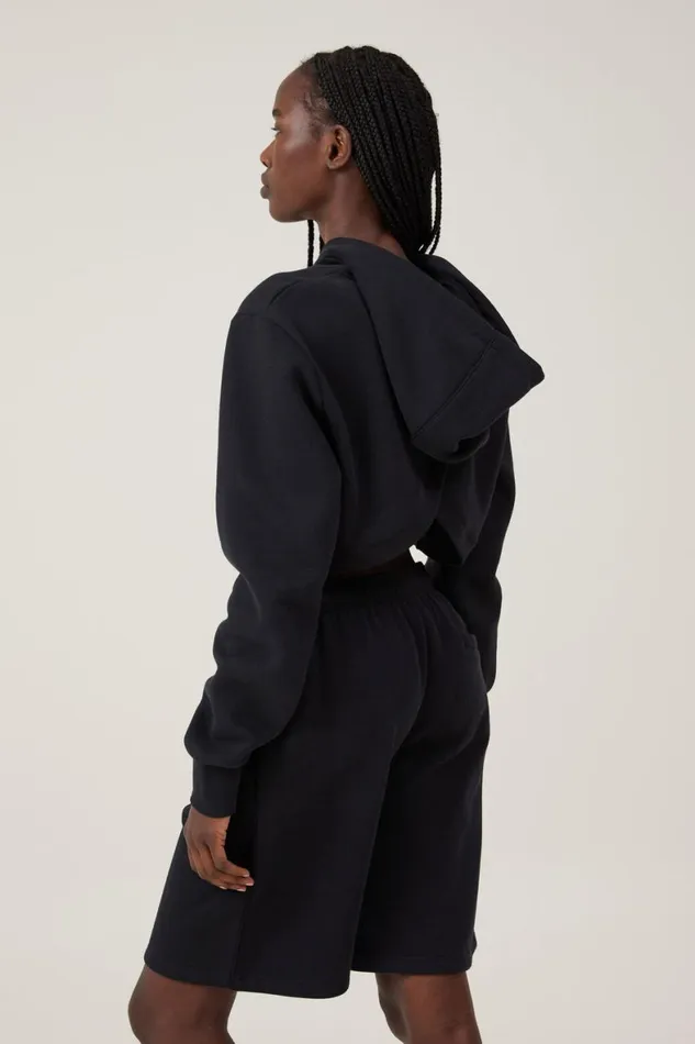 Women Sweats and Hoodies Cotton On Plush Cross Back Shrug Black