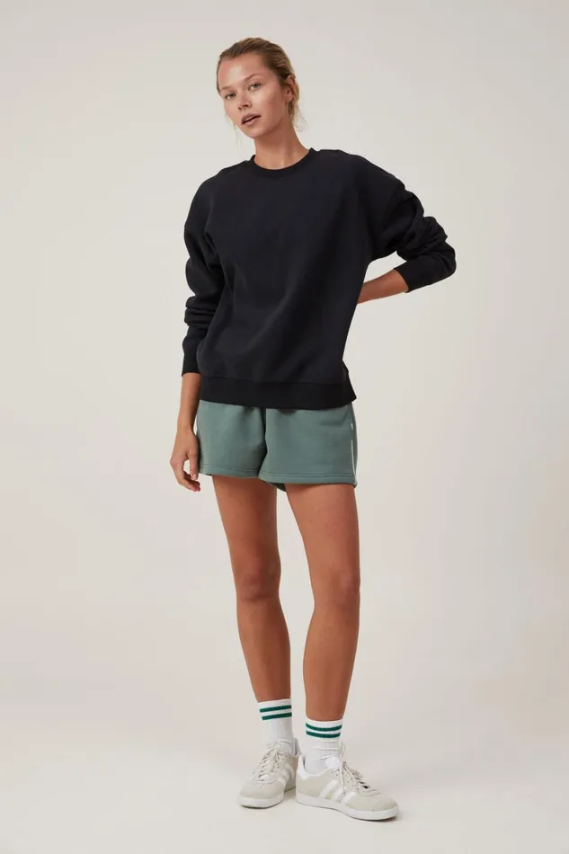 Women Sweats and Hoodies Cotton On Plush Essential Crew Jumper Black