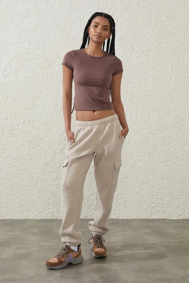 Women Sweats and Hoodies Cotton On Plush Essential Gym Sweatpant White Pepper Marlepocket