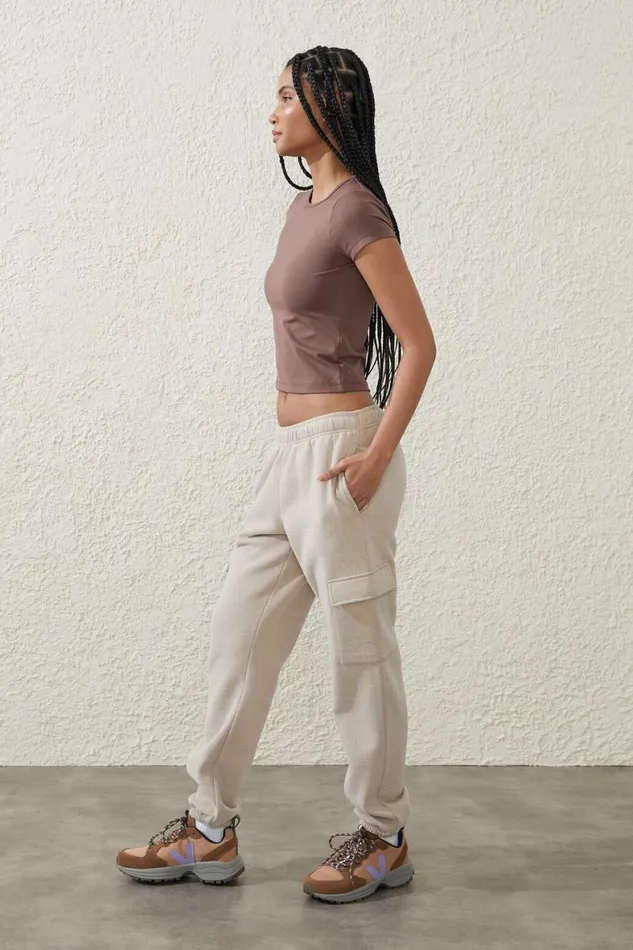 Women Sweats and Hoodies Cotton On Plush Essential Gym Sweatpant White Pepper Marlepocket