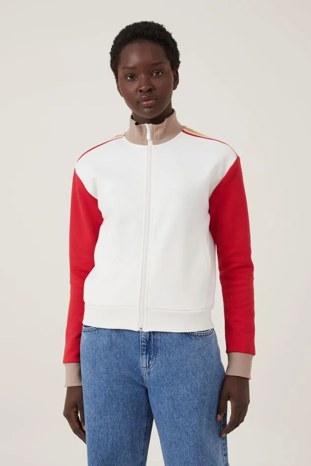 Women Sweats and Hoodies Cotton On Retro Sporty Zip Through Porcelain Crimson Women Sweats and Hoodies Cotton On Retro Sporty Zip Through Porcelain Crimson