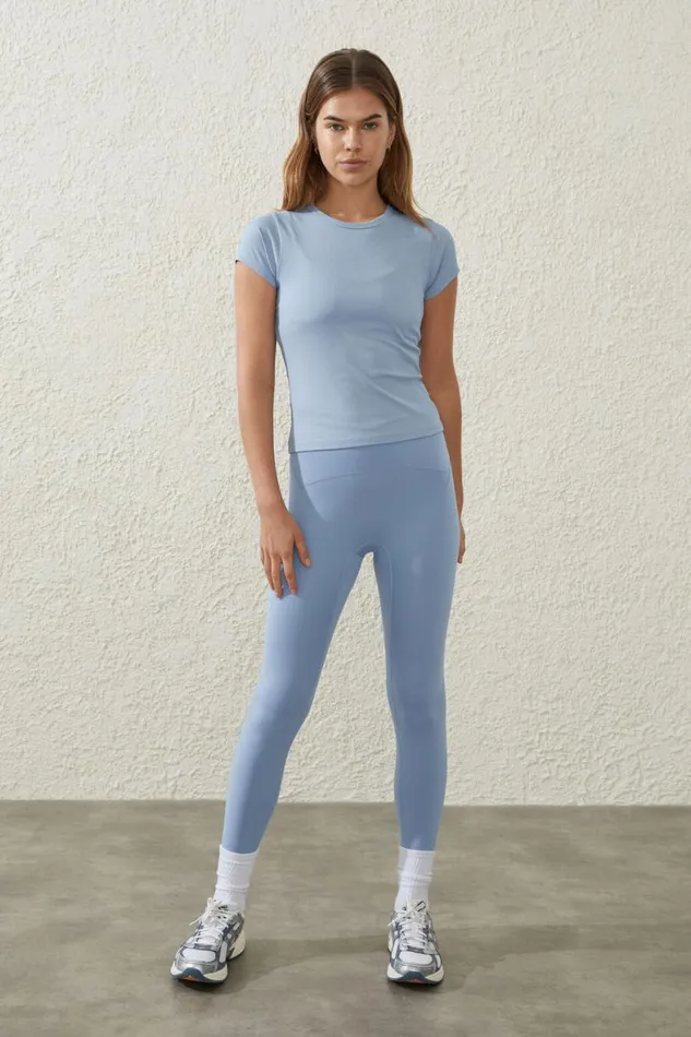 Women Tops Cotton On Active Rib Gym Tshirt Forever Blue