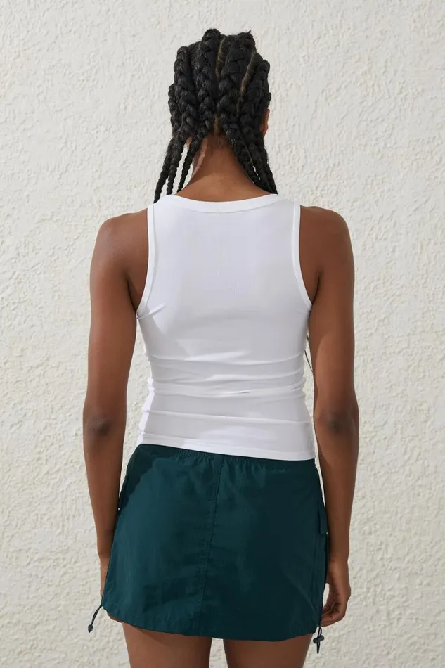 Women Tops Cotton On Active Rib Scoop Tank White