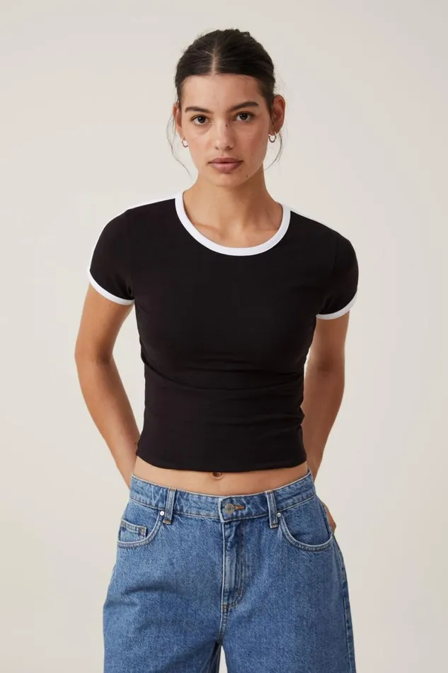 Women Tops Cotton On Billi Crew Neck Tee Black