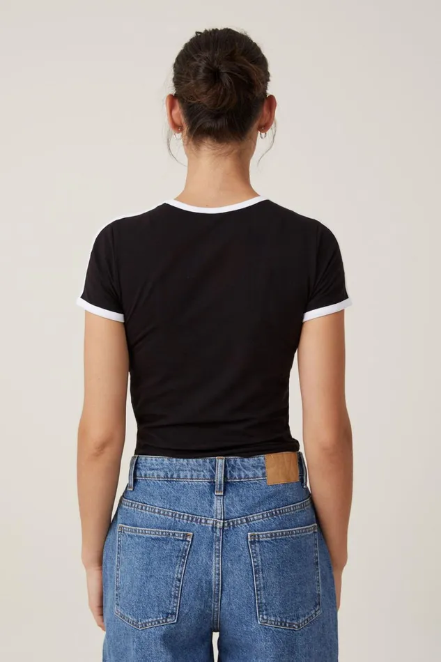Women Tops Cotton On Billi Crew Neck Tee Black