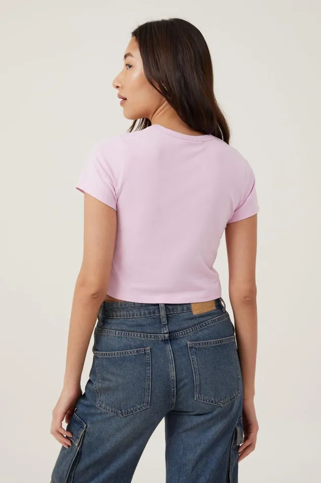 Women Tops Cotton On Crop Fit Graphic License Tee Lcn Br Black Pink Pink Venompink