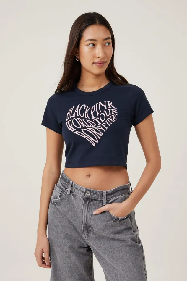 Women Tops Cotton On Crop Fit Graphic License Tee Lcn Br Black Pink World Tourink Navy Women Tops Cotton On Crop Fit Graphic License Tee Lcn Br Black Pink World Tourink Navy