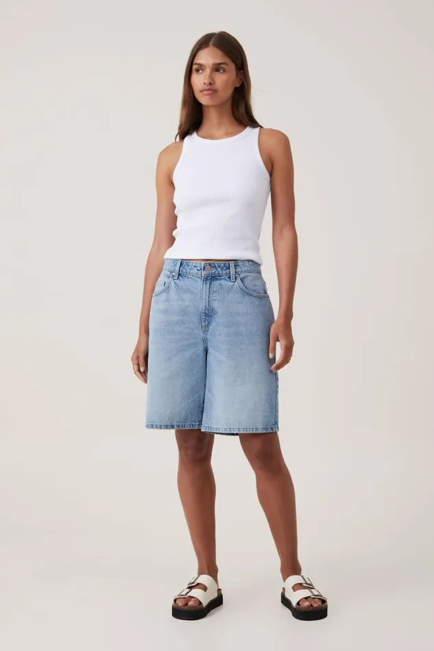 Women Tops Cotton On High Neck Tank White