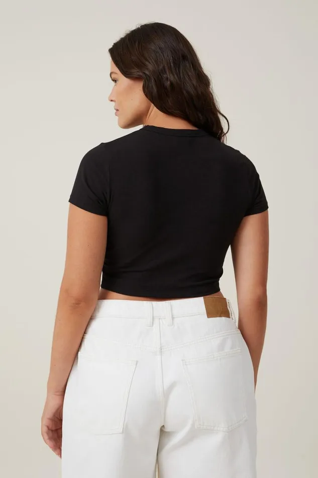 Women Tops Cotton On Micro Crop Tee Black