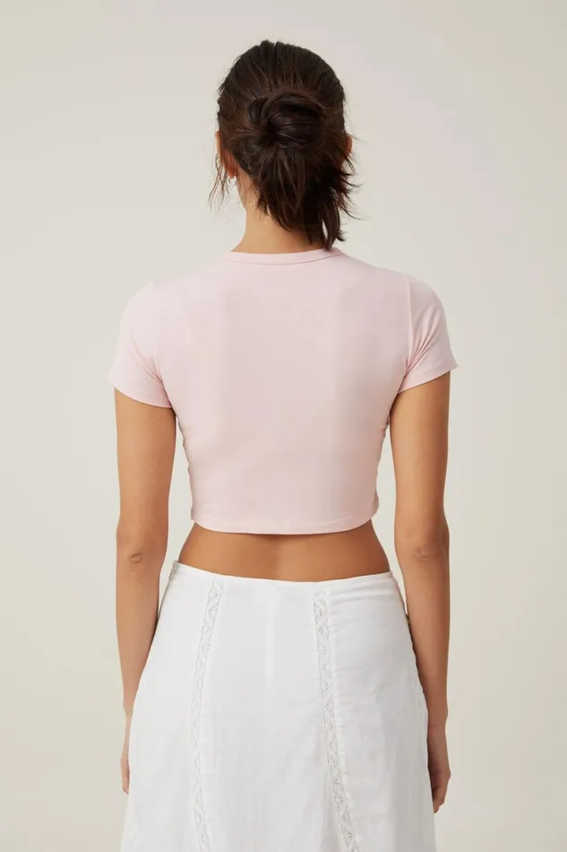 Women Tops Cotton On Micro Crop Tee Rose Quartz